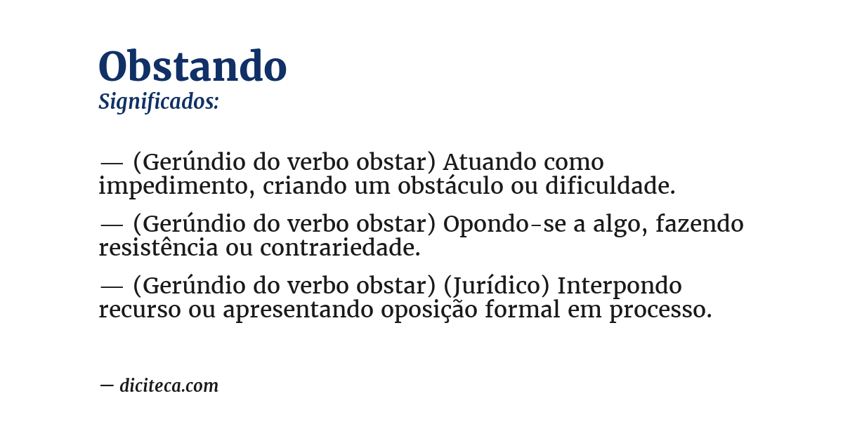 Significado de obstando