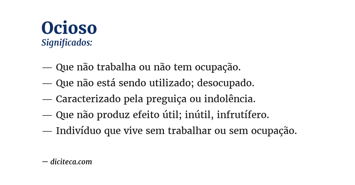 Significado de ocioso