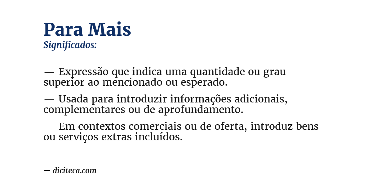 Significado de para mais