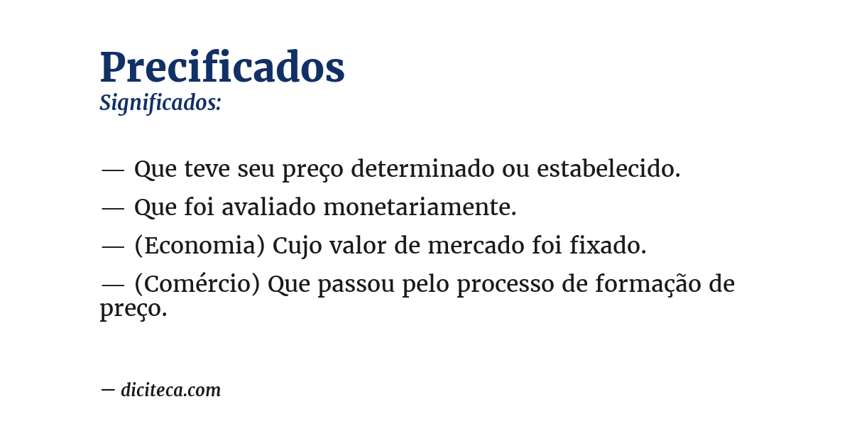 Significado de precificados