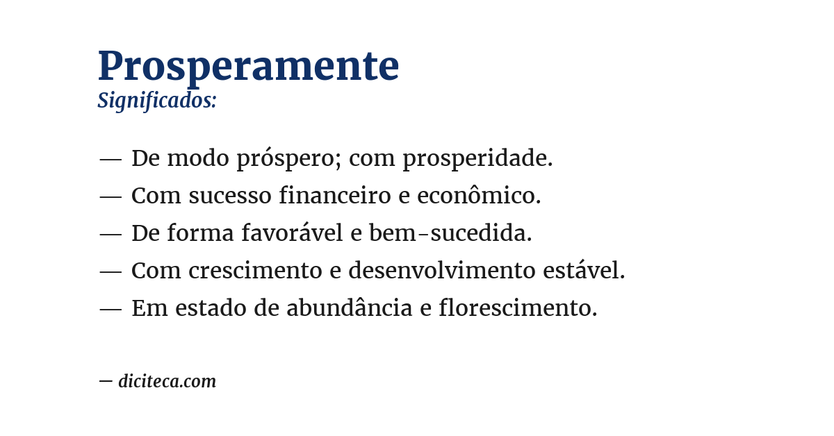 Significado de prosperamente