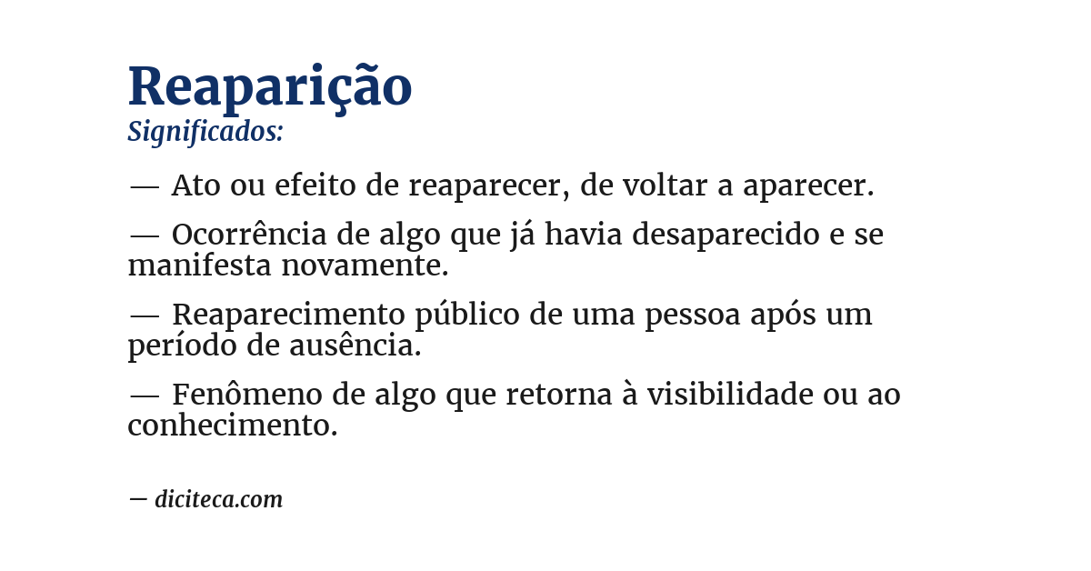 Significado de reaparição