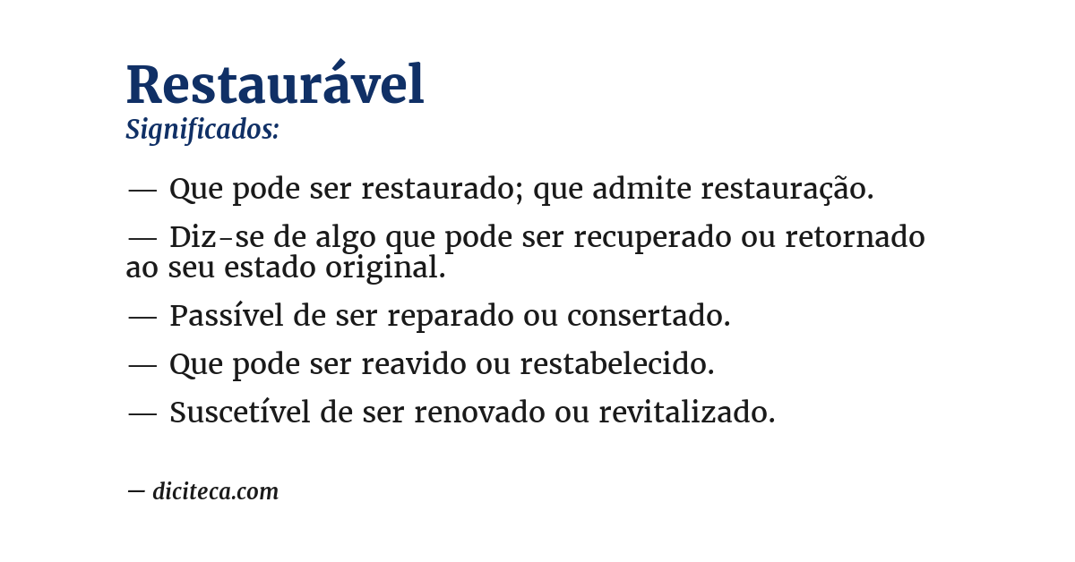 Significado de restaurável