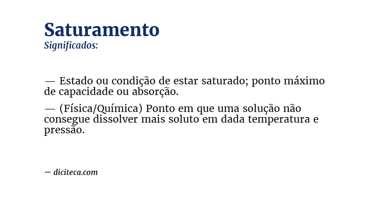 Significado de saturamento
