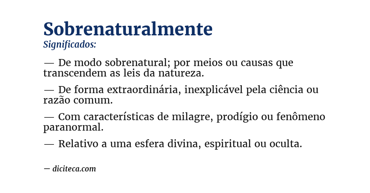 Significado de sobrenaturalmente