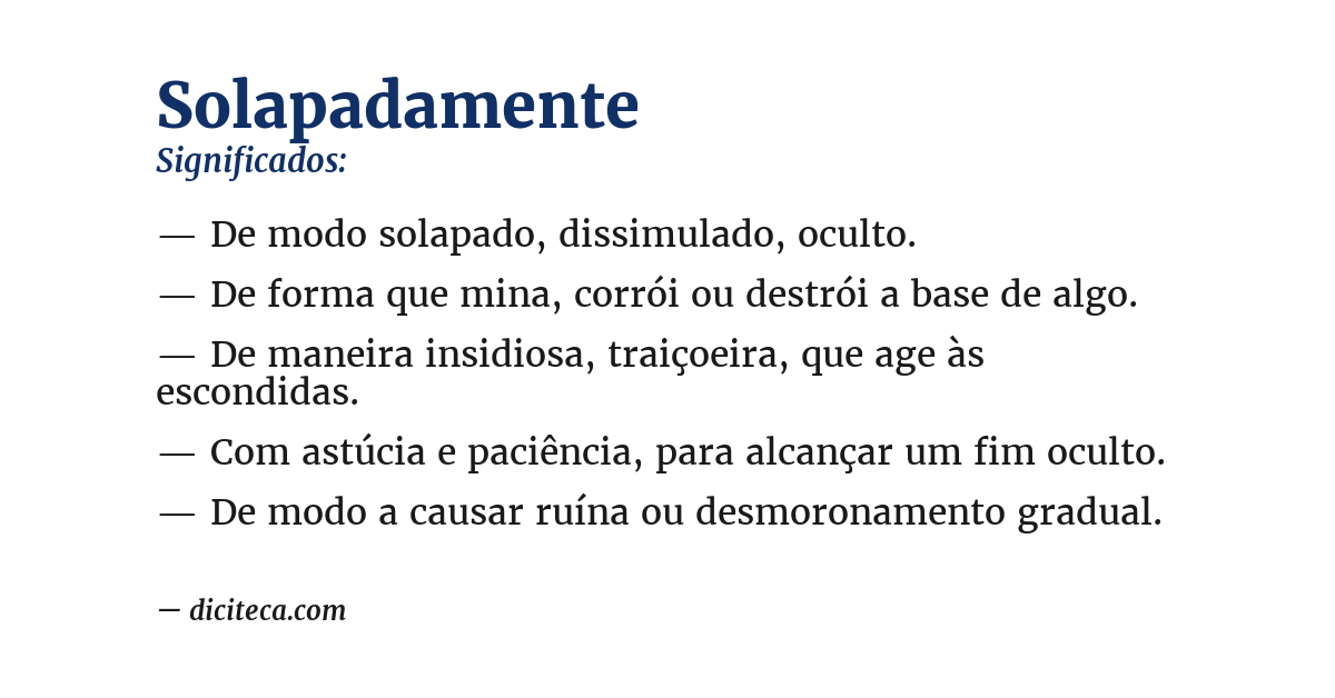Significado de solapadamente