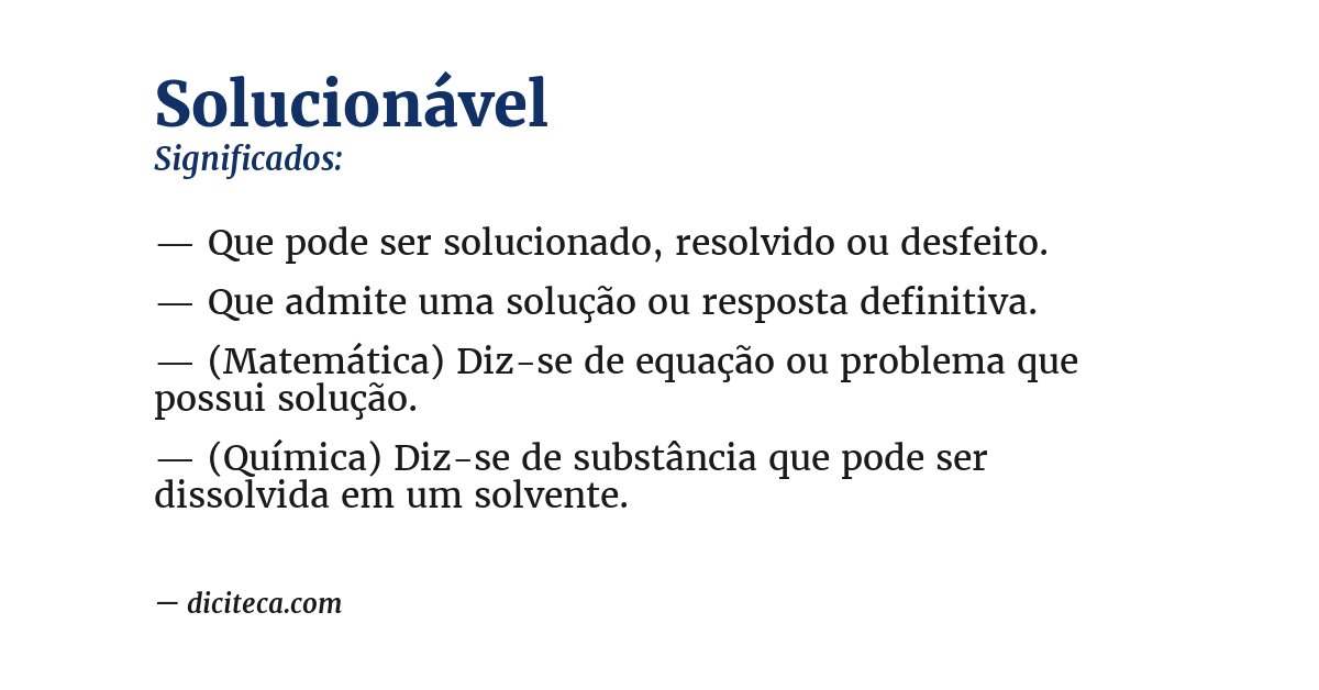 Significado de solucionável