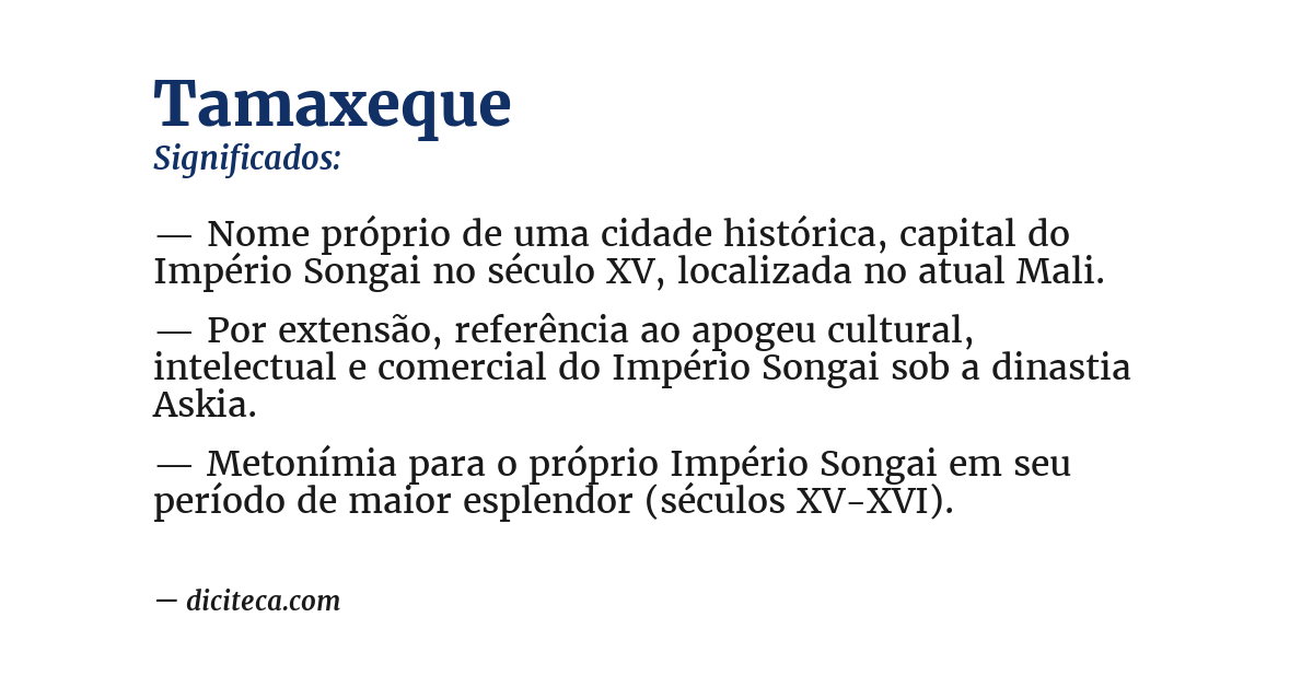 Significado de tamaxeque