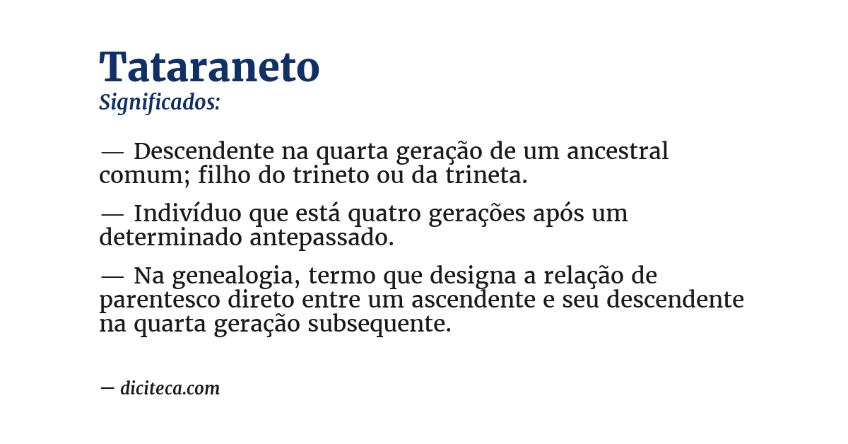 Significado de tataraneto