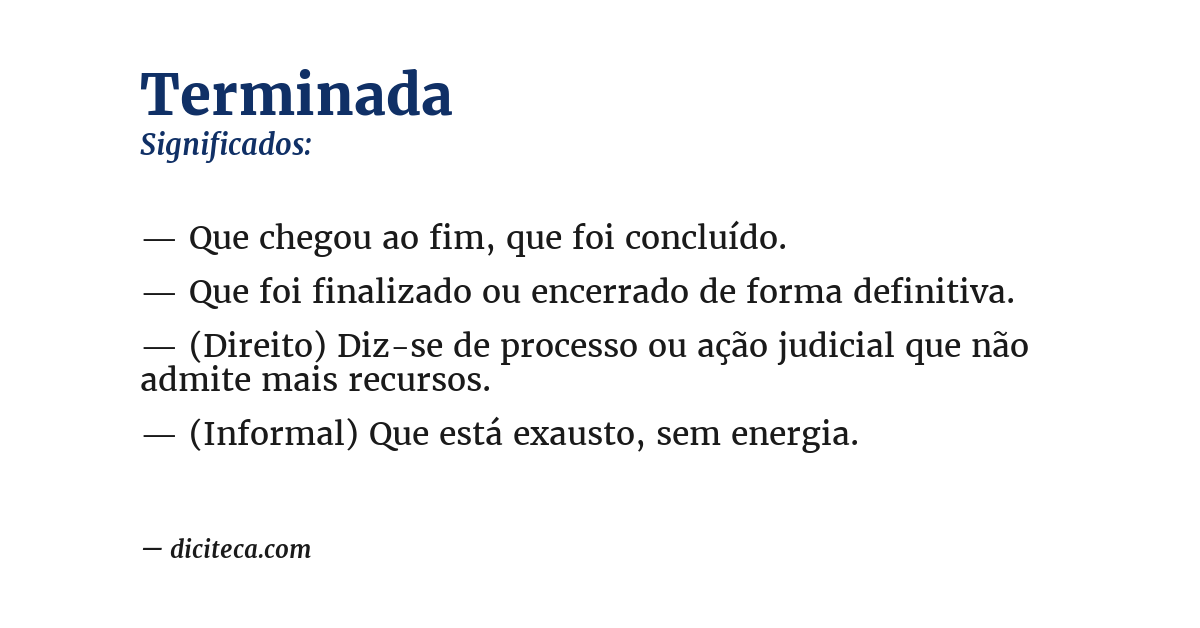 Significado de terminada