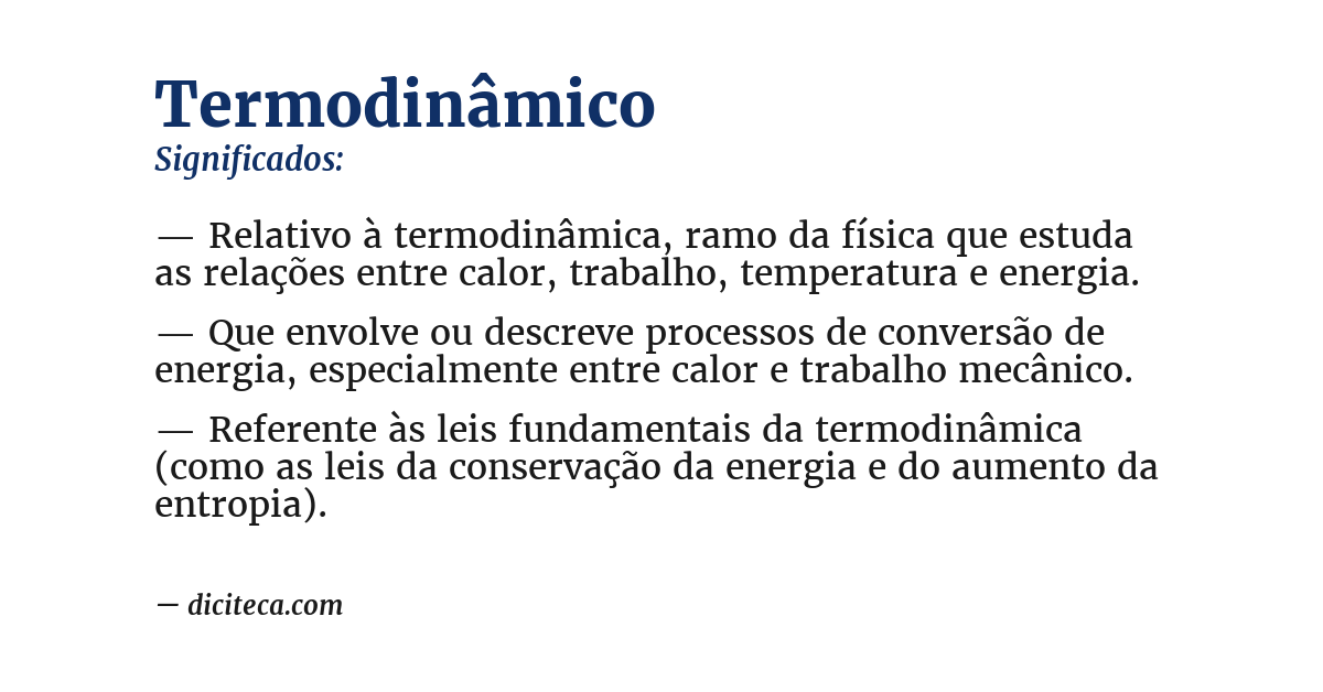 Significado de termodinâmico