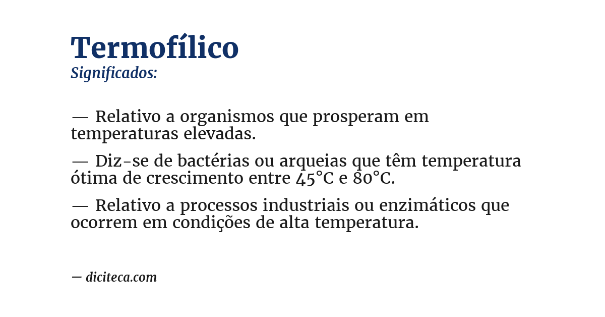 Significado de termofílico