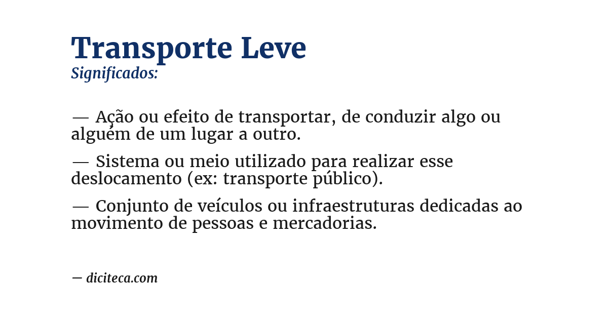 Significado de transporte leve