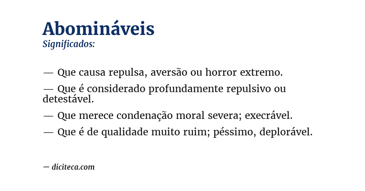 Significado de abomináveis