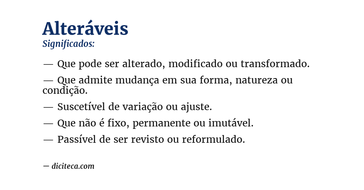 Significado de alteráveis