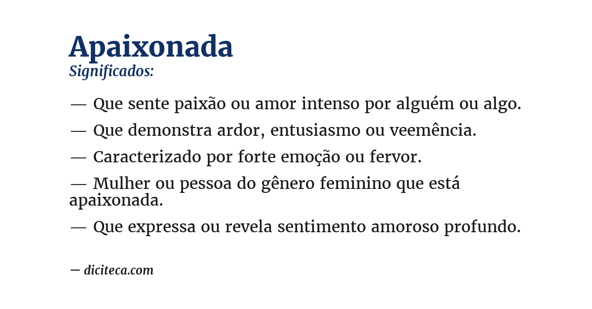 Significado de apaixonada