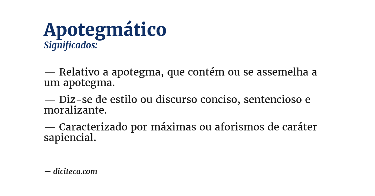 Significado de apotegmático