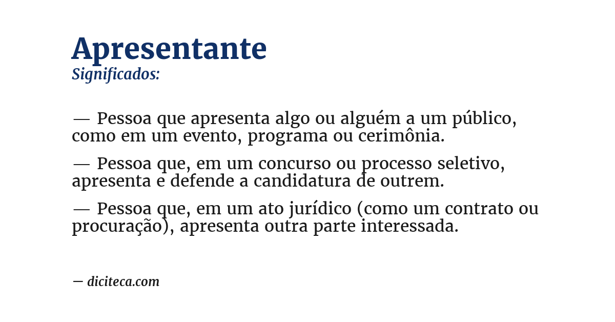 Significado de apresentante