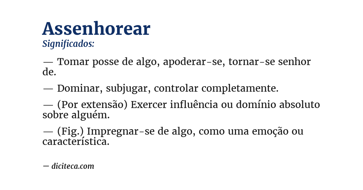 Significado de assenhorear