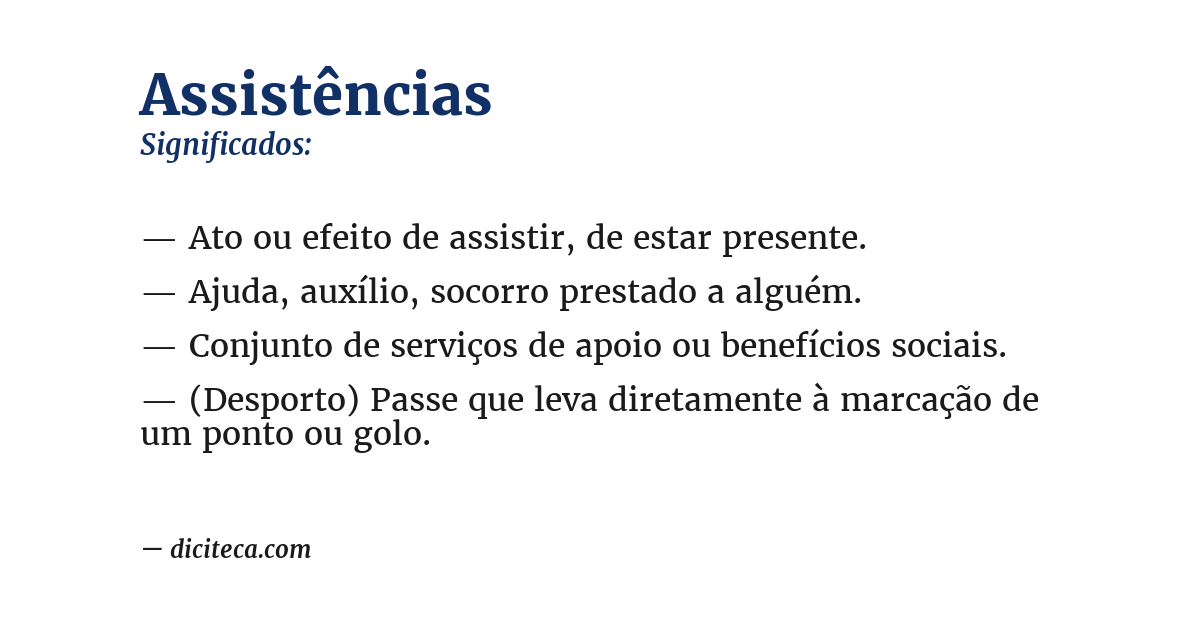 Significado de assistências