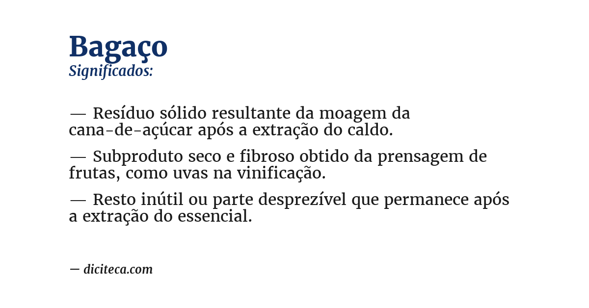 Significado de bagaço
