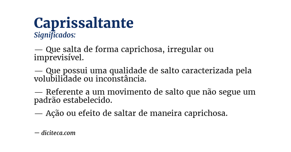 Significado de caprissaltante