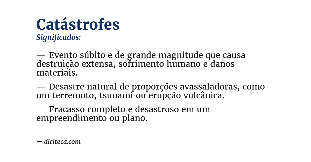 Significado de catástrofes