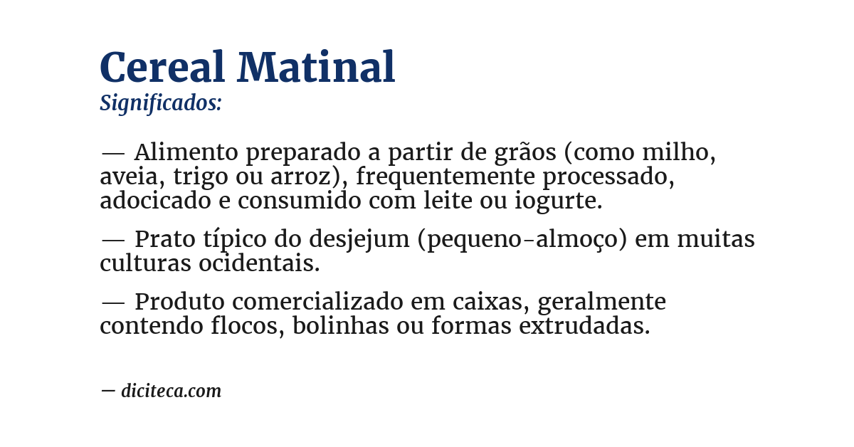 Significado de cereal matinal