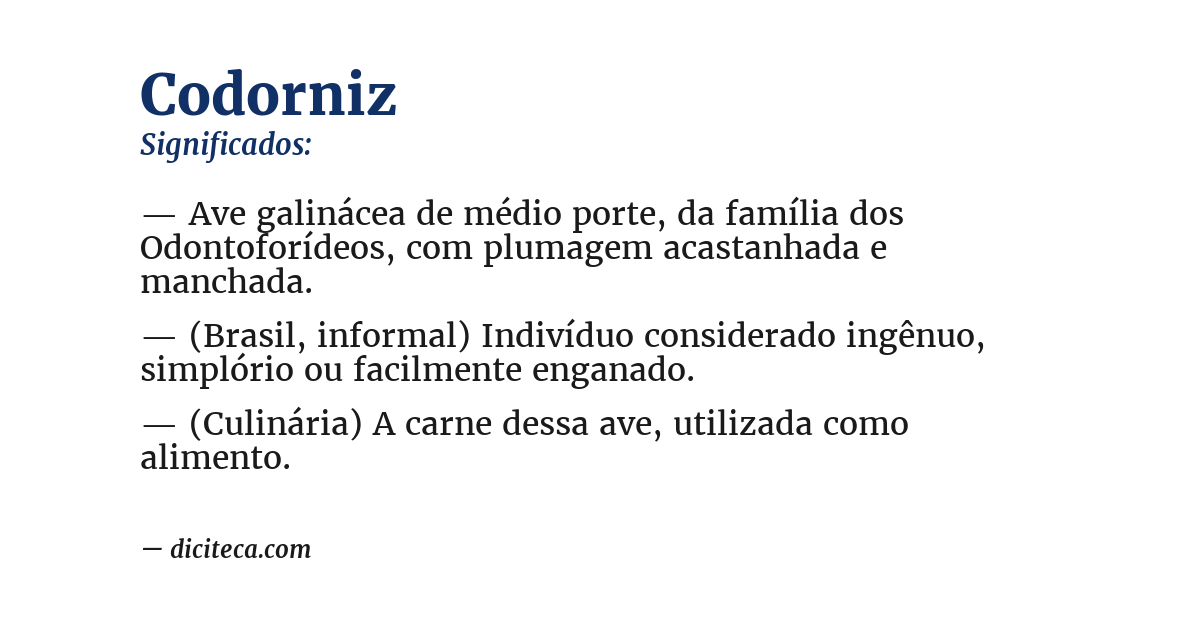 Significado de codorniz
