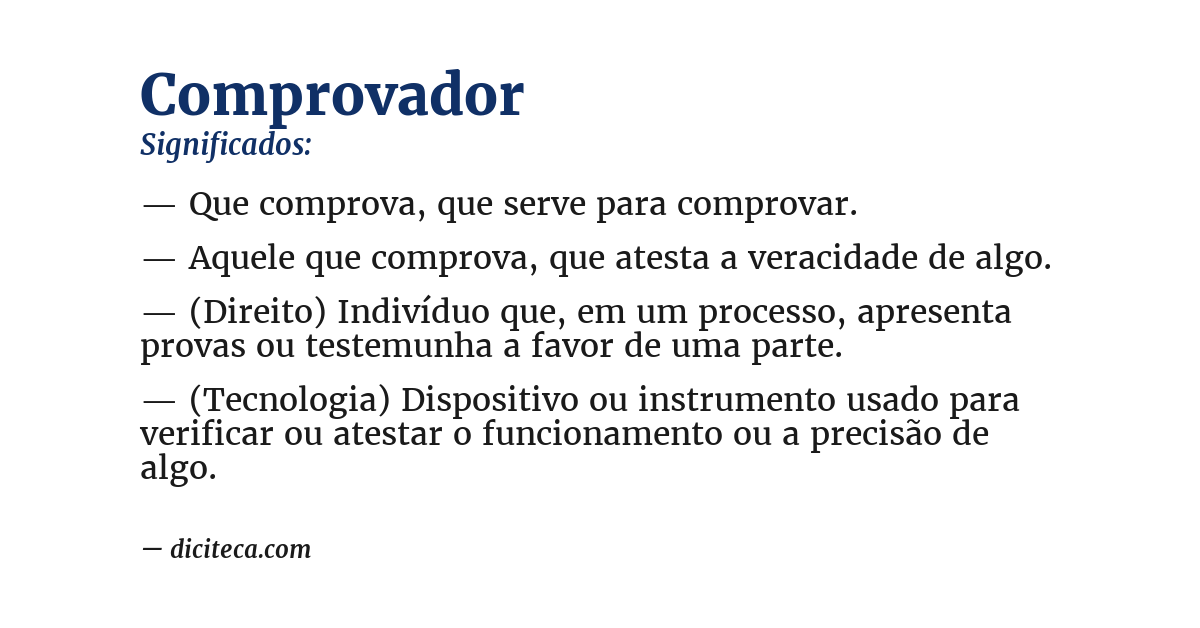 Significado de comprovador