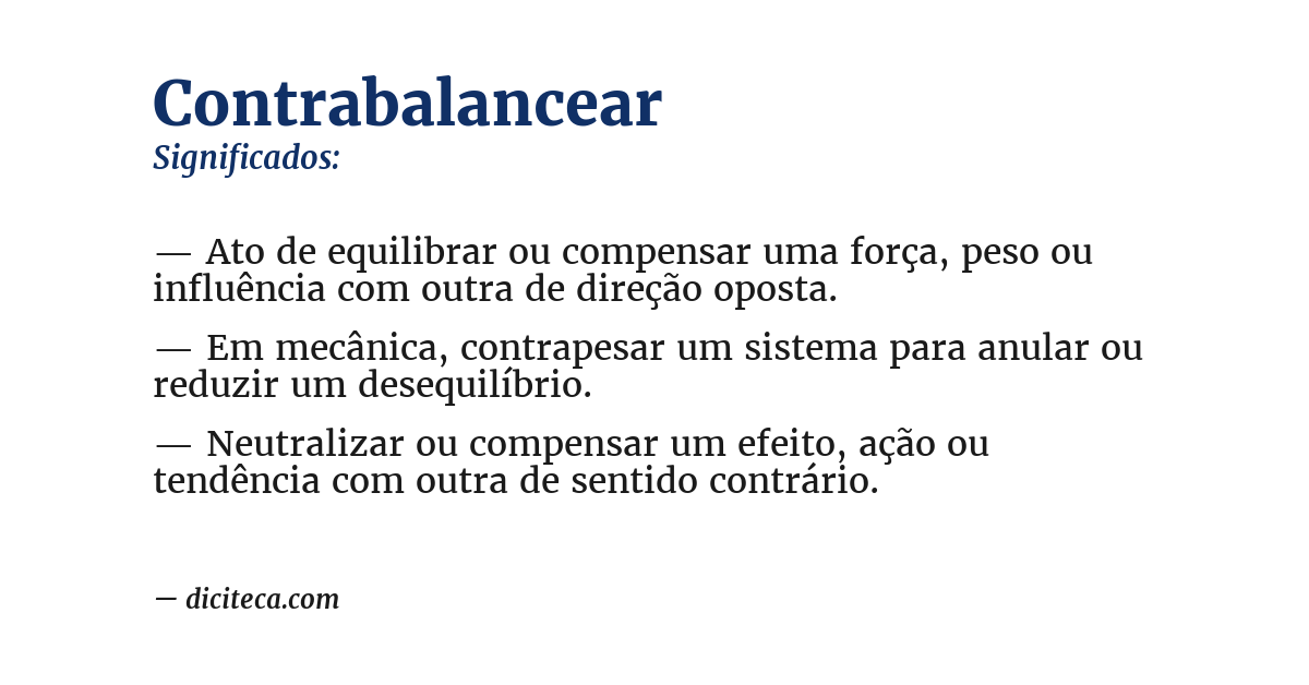 Significado de contrabalancear
