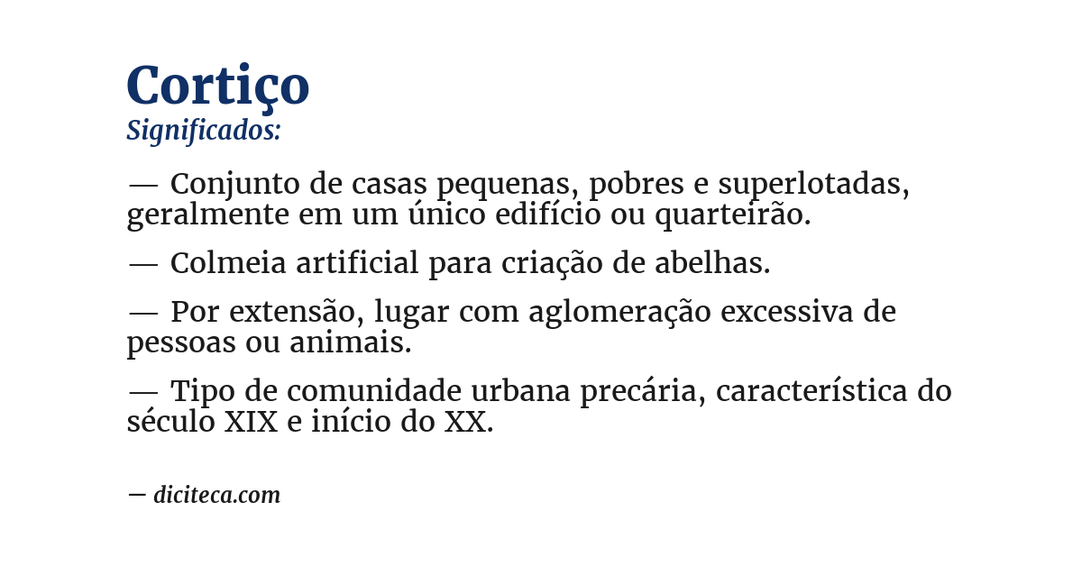 Significado de cortiço