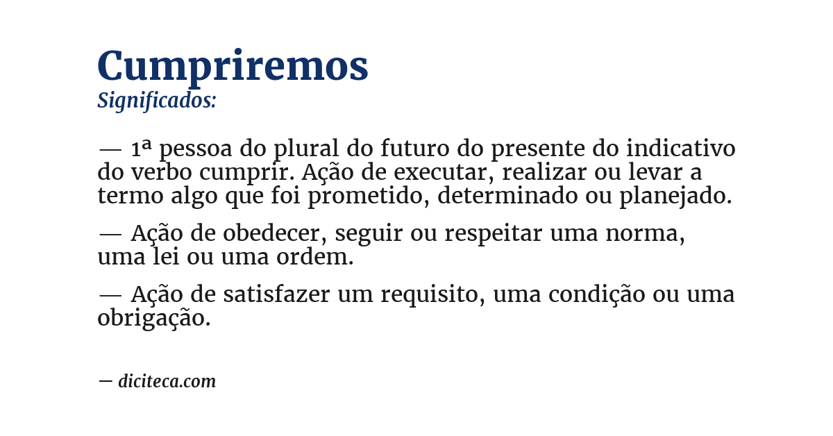 Significado de cumpriremos