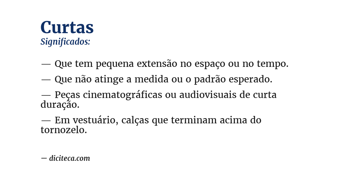 Significado de curtas