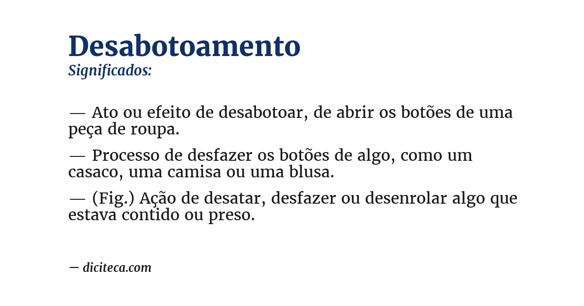 Significado de desabotoamento