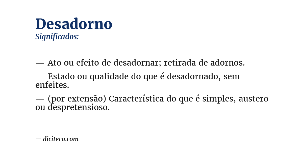 Significado de desadorno