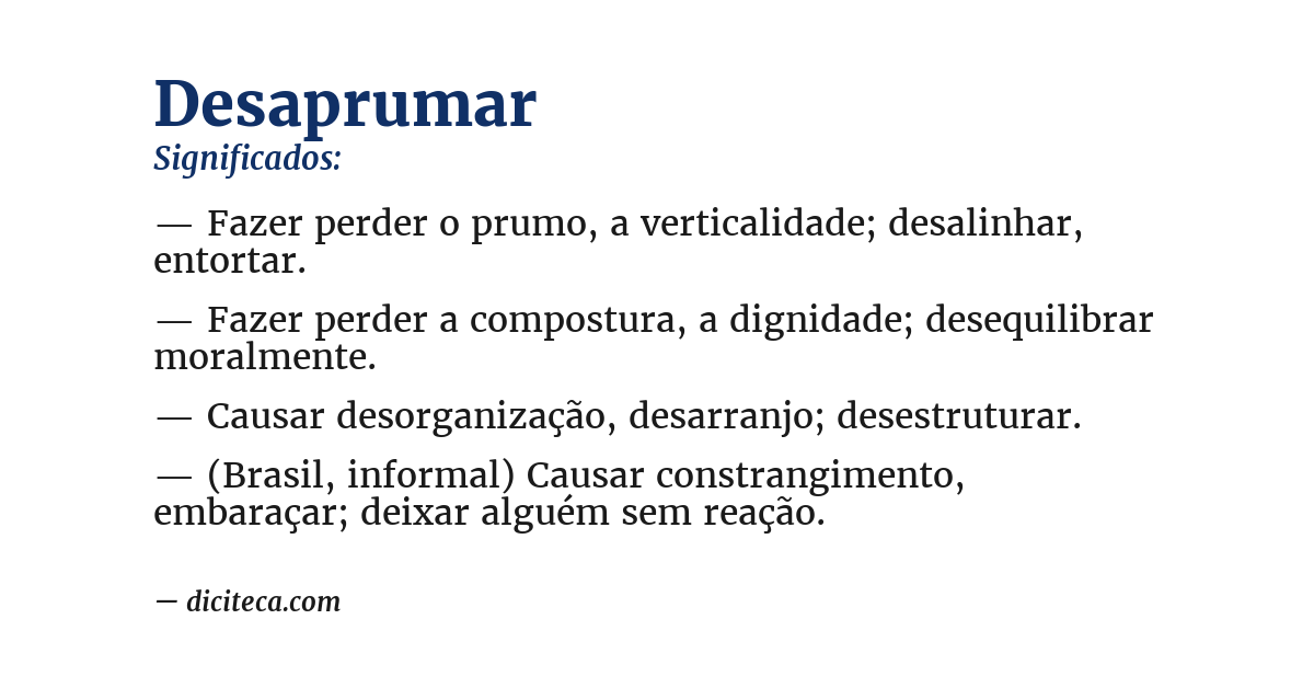 Significado de desaprumar