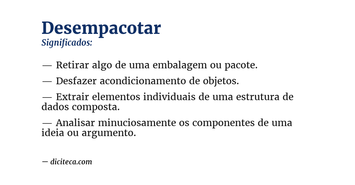 Significado de desempacotar