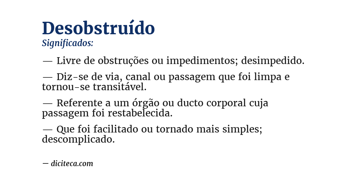 Significado de desobstruído