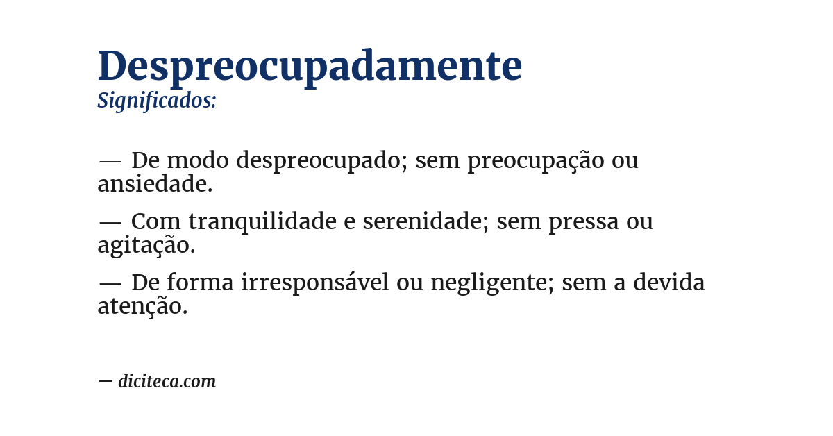 Significado de despreocupadamente
