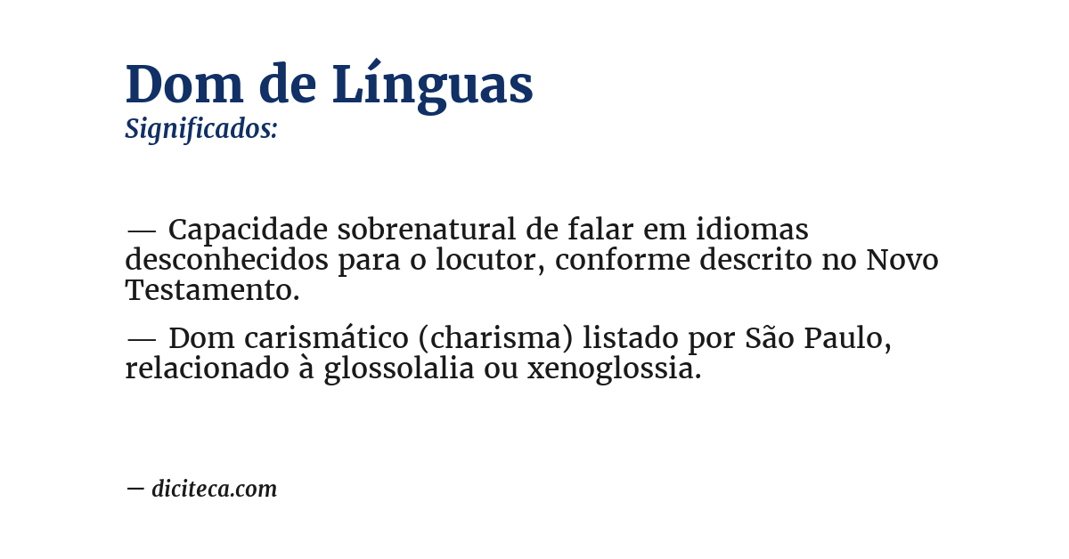 Significado de dom de línguas