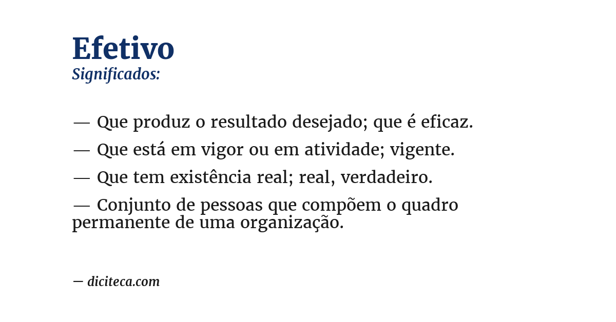 Significado de efetivo