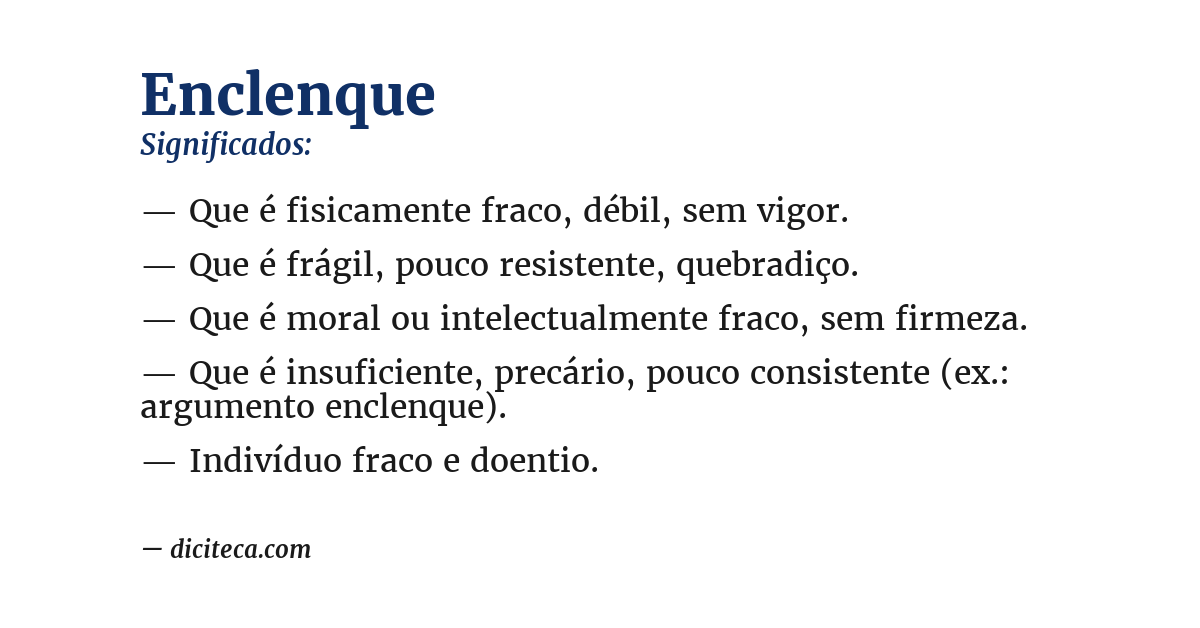Significado de enclenque