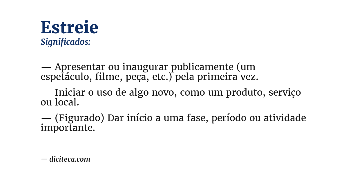 Significado de estreie