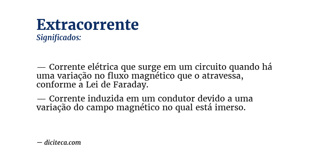 Significado de extracorrente