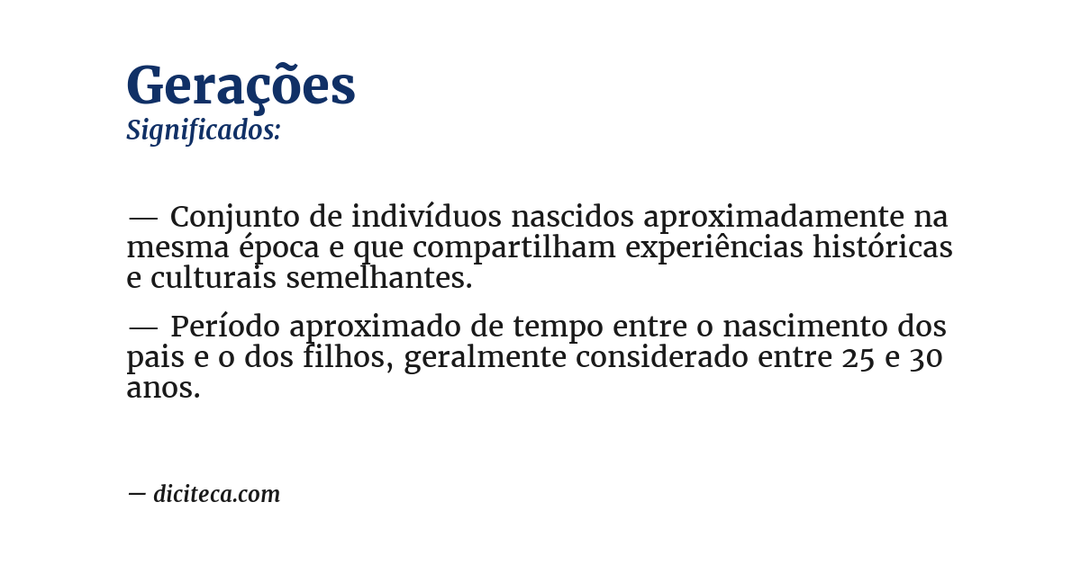 Significado de gerações