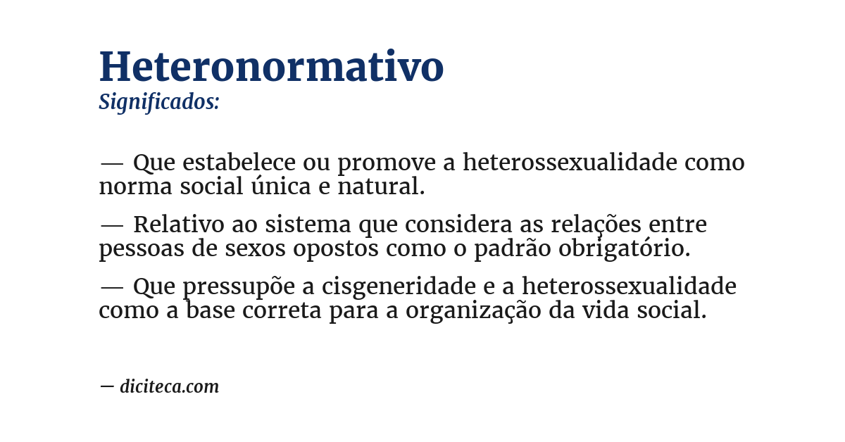 Significado de heteronormativo