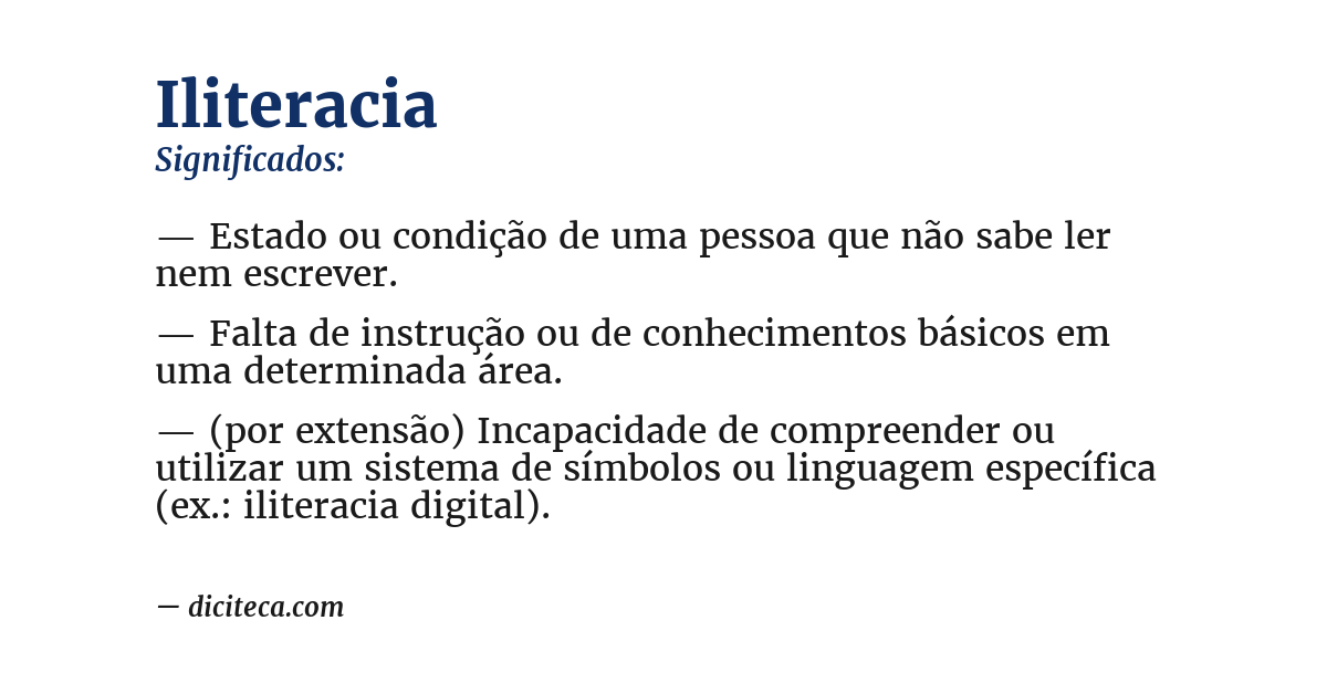 Significado de iliteracia