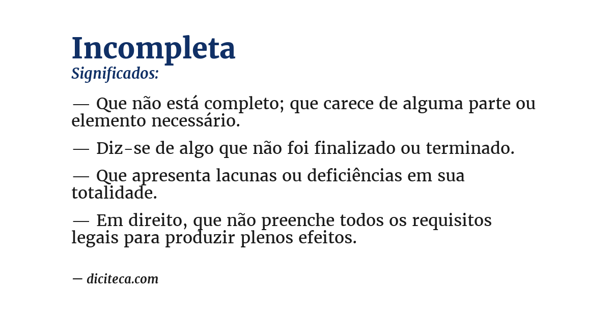 Significado de incompleta