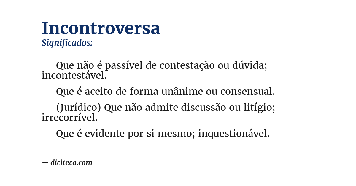 Significado de incontroversa